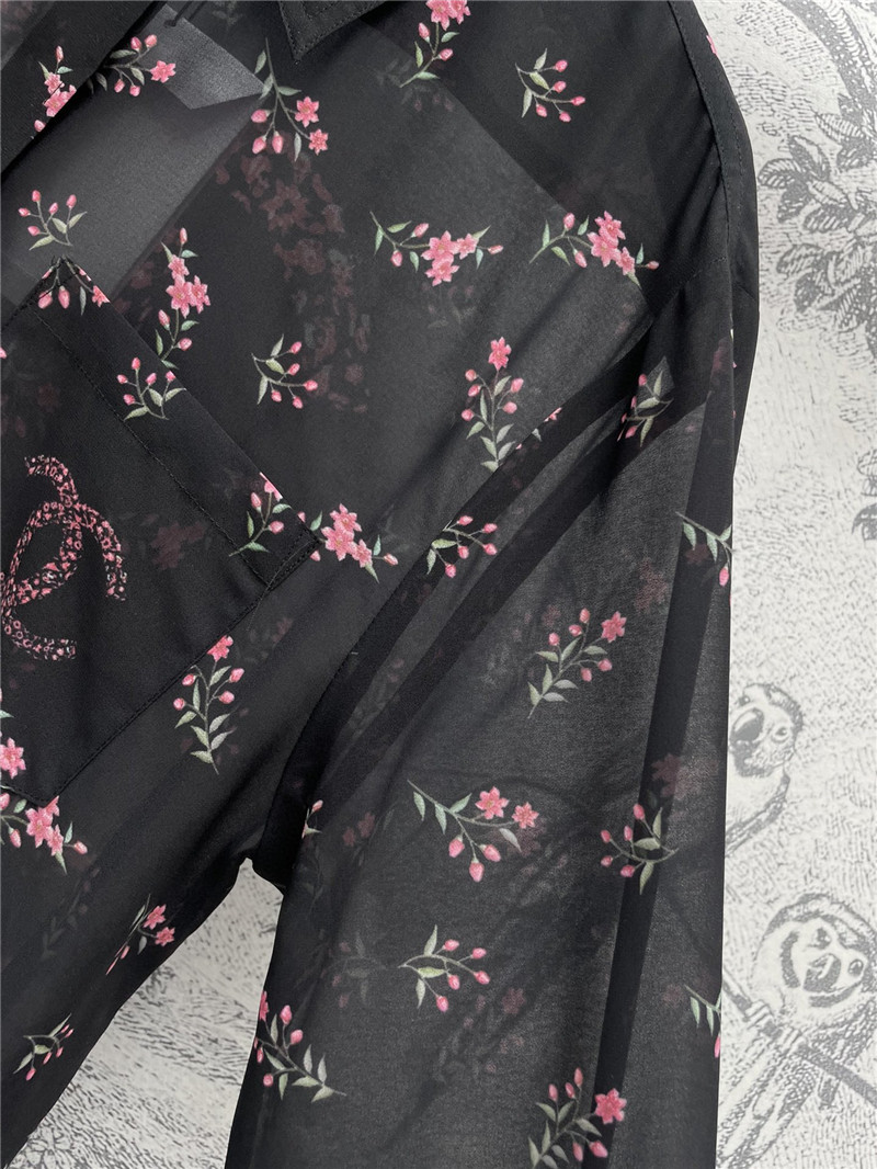 Ch**el full printed see-through shirt replica designer clothes