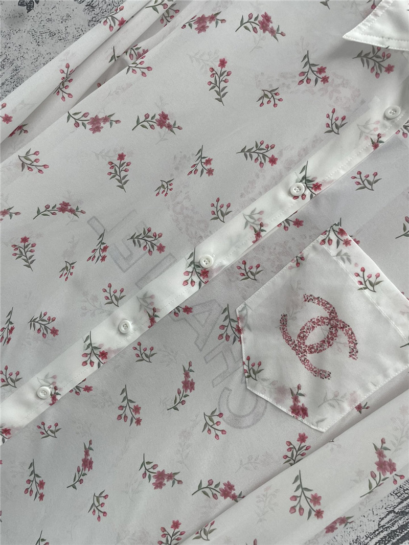Ch**el full printed see-through shirt replica designer clothes
