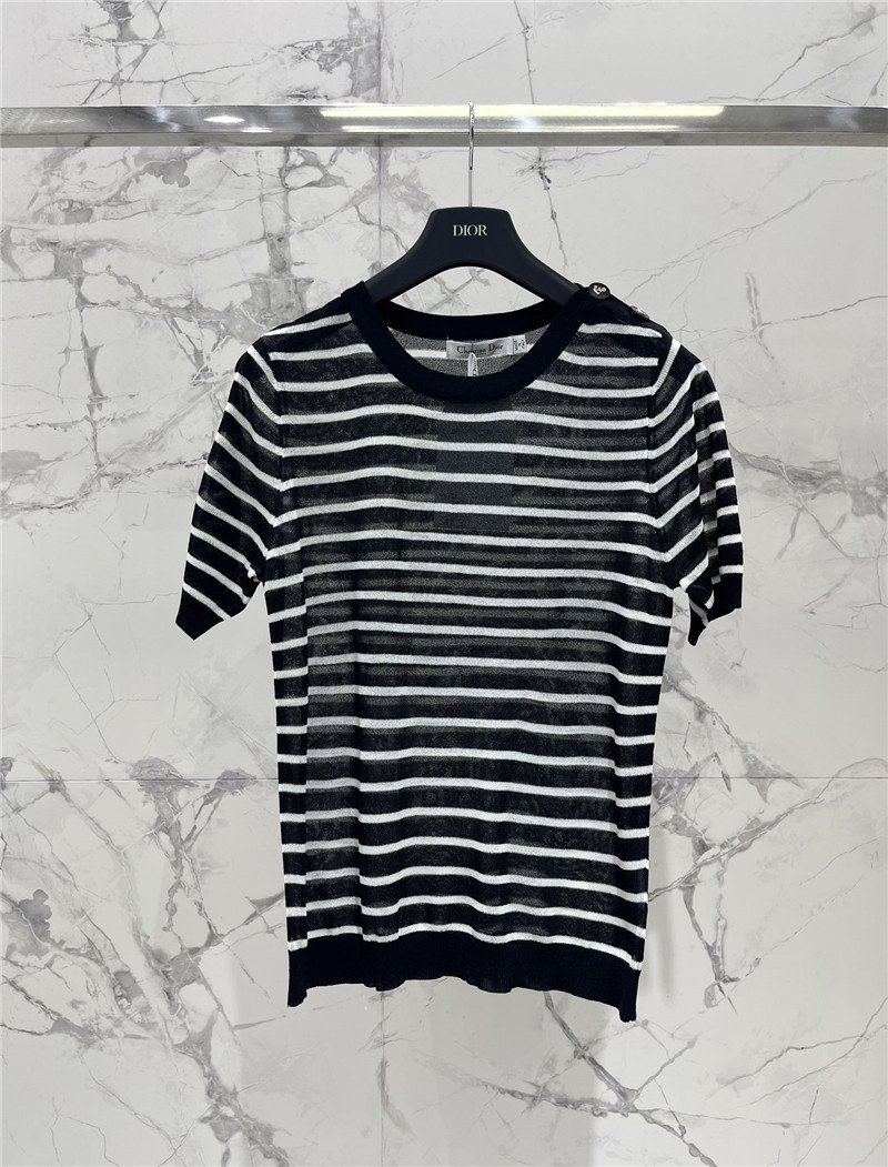 D10r striped thin knit t-shirt in black