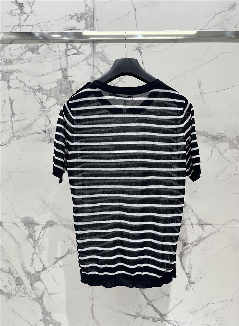 D10r striped thin knit t-shirt in black
