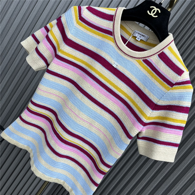 Ch**el colorful striped knit t-shirt