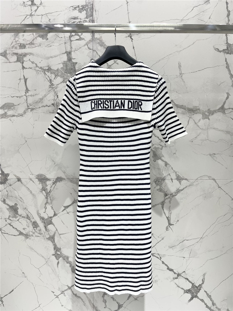 D10r navy neck short sleeve knitted dress replica clothes