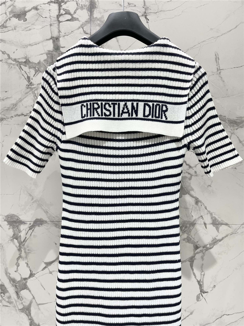 D10r navy neck short sleeve knitted dress replica clothes