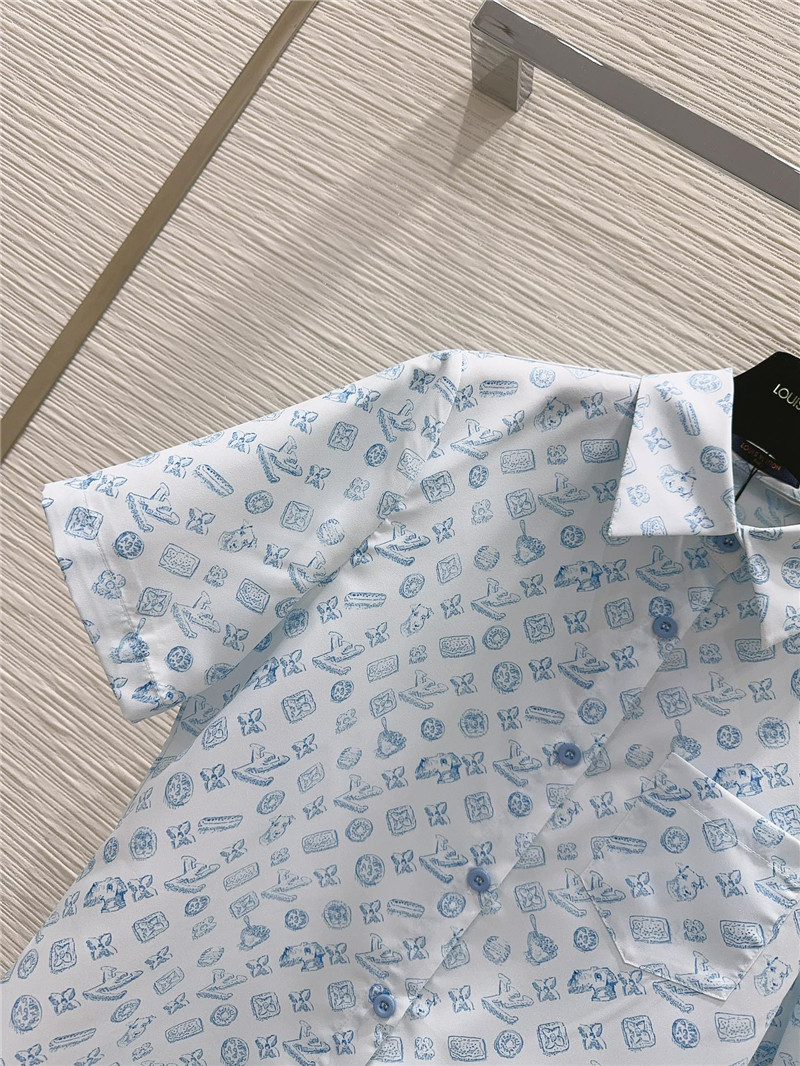 l0vis Vvtt0n lv lapel shirt + shorts set replica clothing