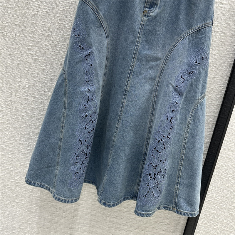 Chloé hollow embroidered denim skirt replica d&g clothing