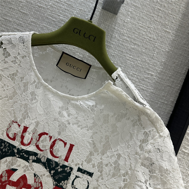 Gvc*1 zippered round neck lace short sleeve top replica clothes