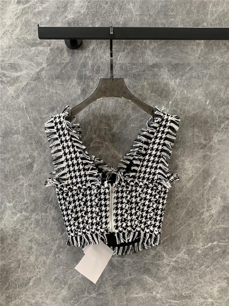 Balmain houndstooth tweed raw edge tunic replica clothes