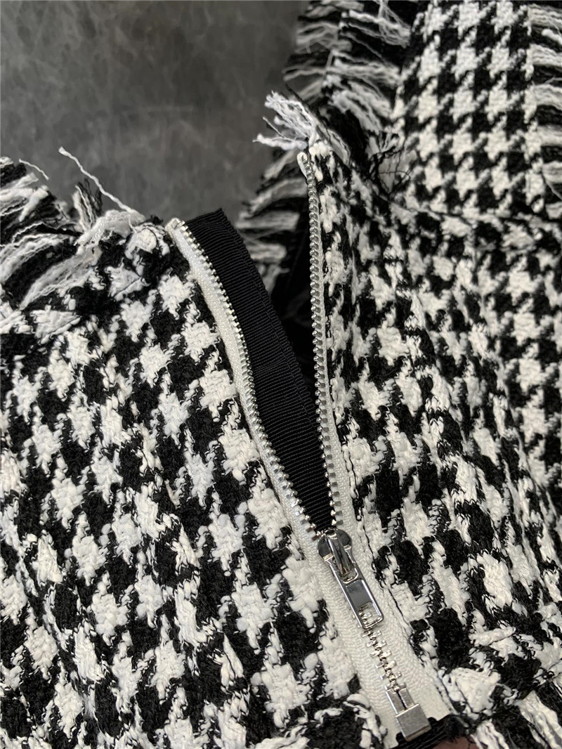Balmain houndstooth tweed raw edge tunic replica clothes