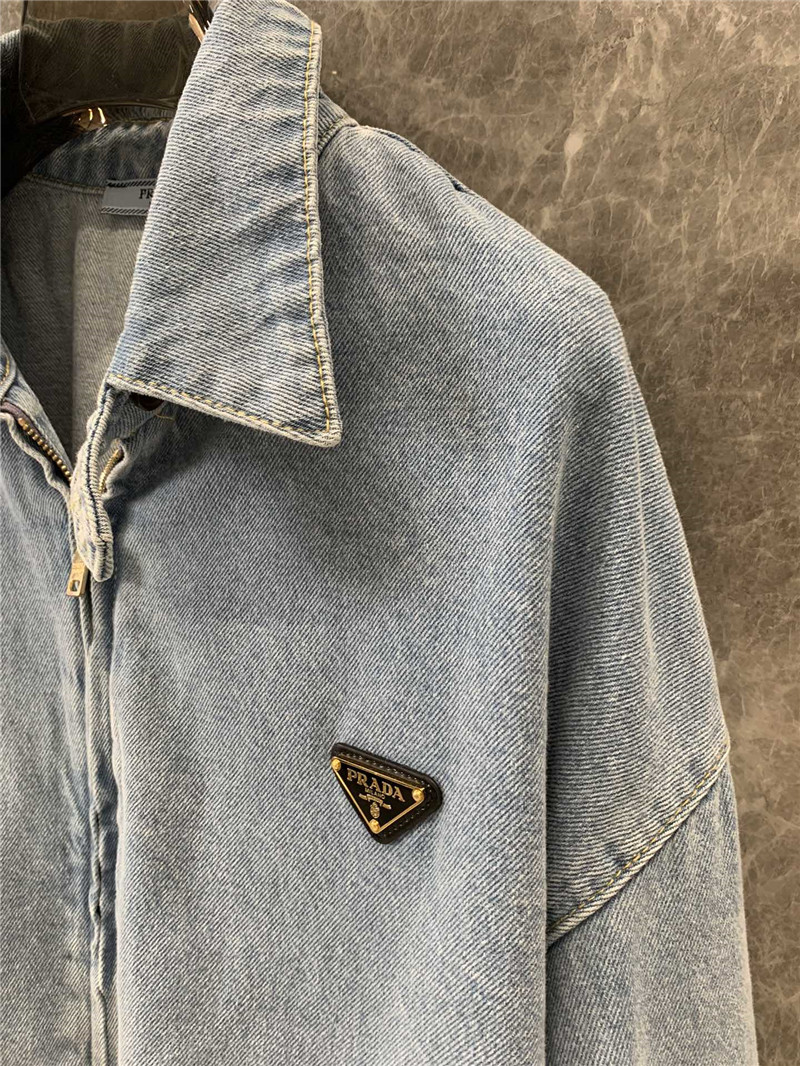 Pra*a silhouette denim jacket replica designer clothes