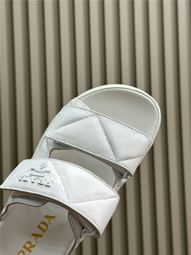 Pra*a double strap lambskin slippers replica designer shoes