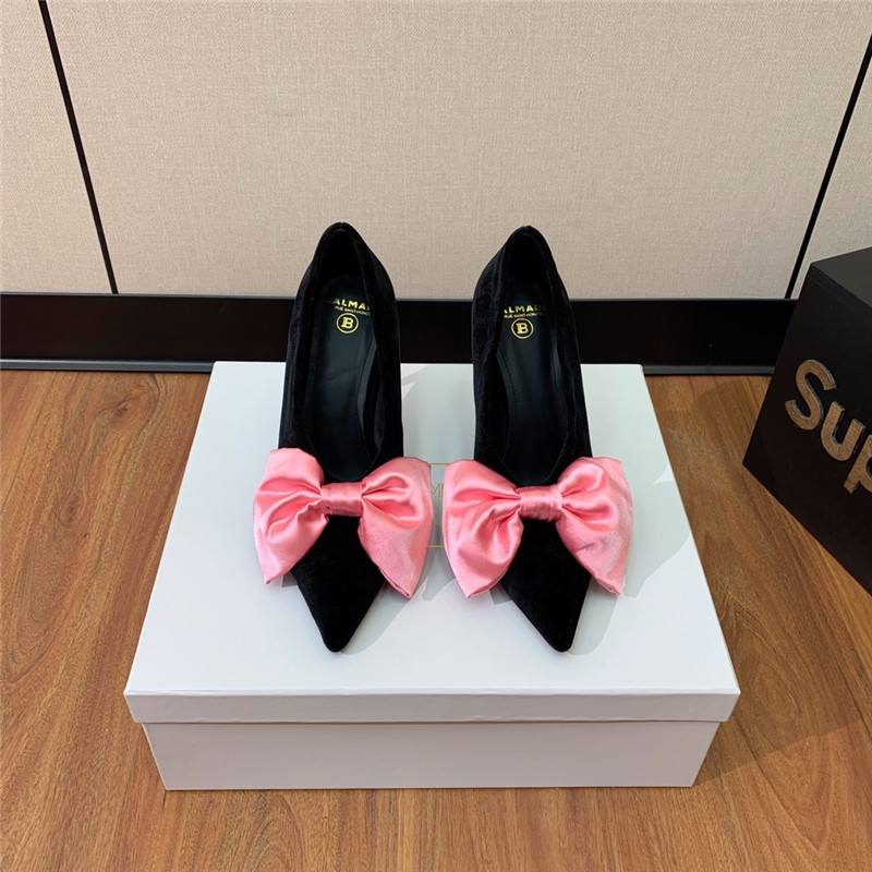 balmain bow velvet high-heeled shoes Marg*e1a replica shoes