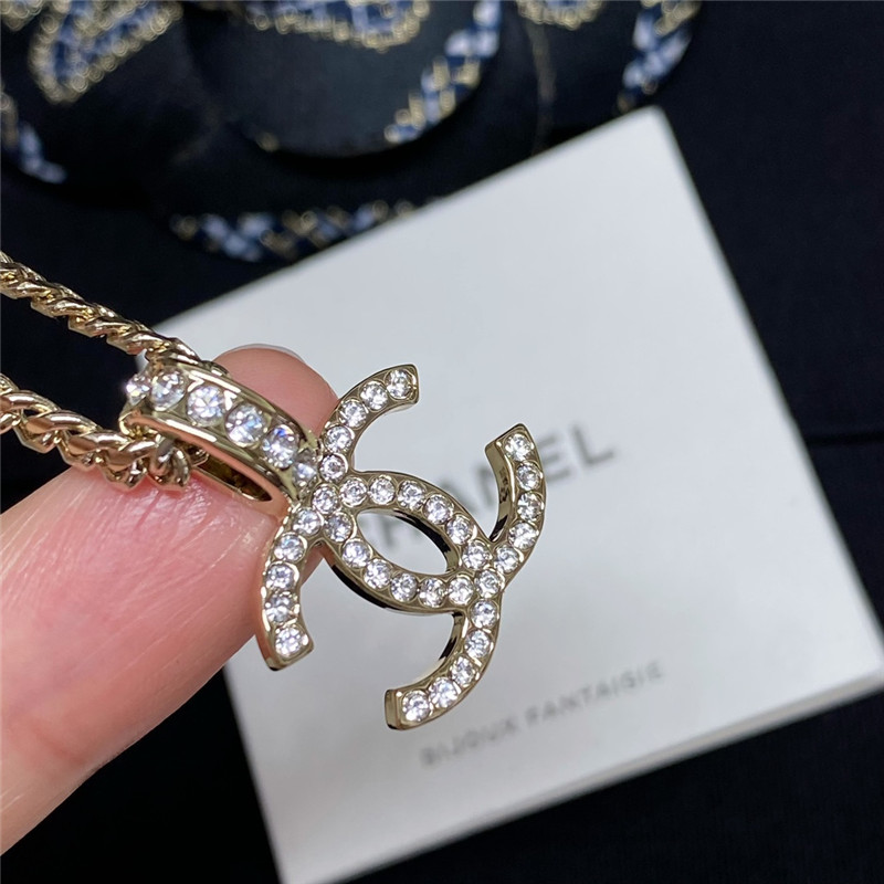 Ch**el leather chain choker double c necklace