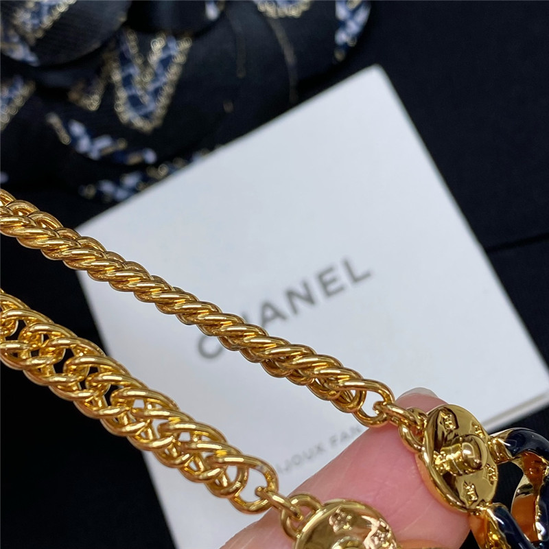 Ch**el denim blue double c star waist chain