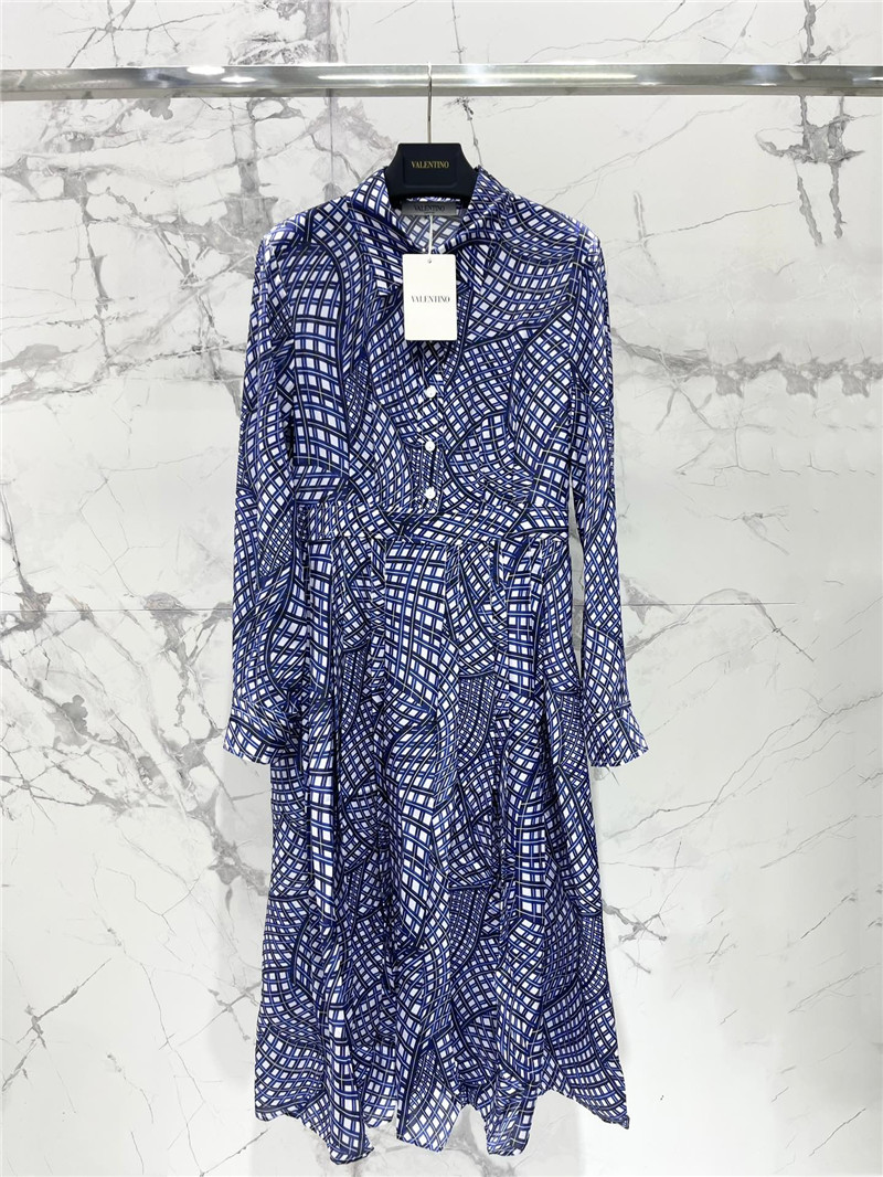 Va1e*ntin0 silk plaid print dress replica clothing sites