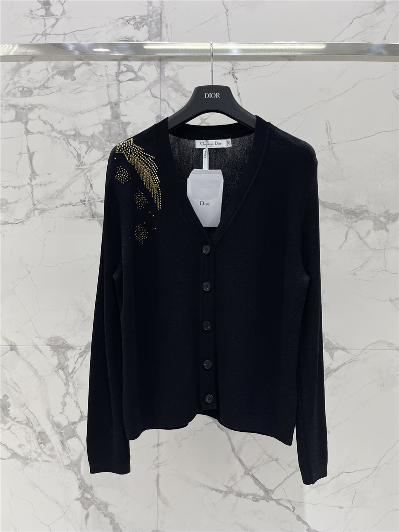 D10r beading linen cardigan black