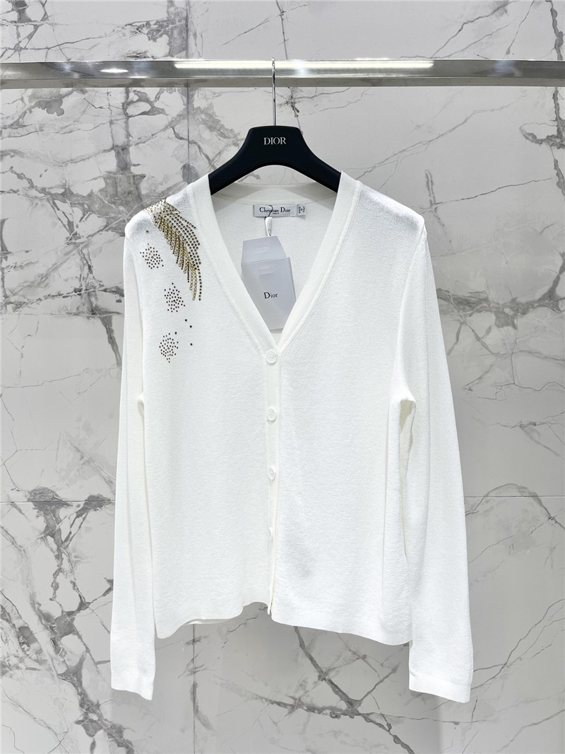 D10r beading linen cardigan white