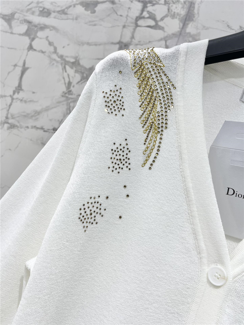 D10r beading linen cardigan white