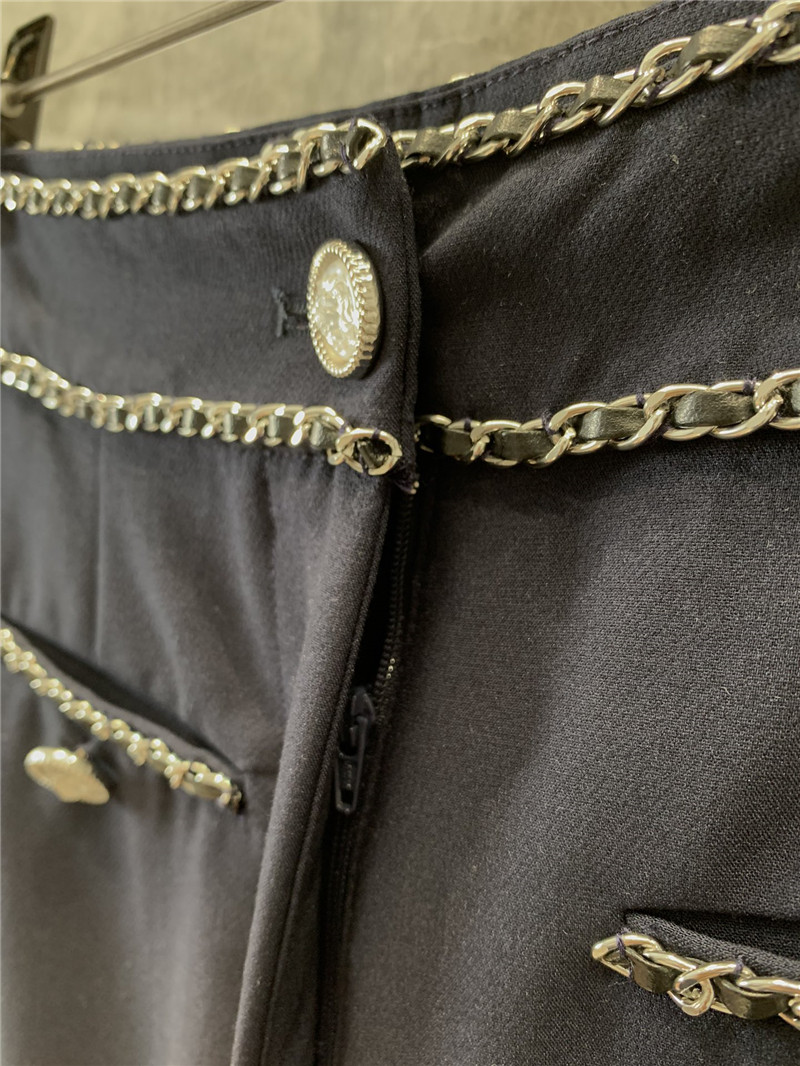 Ch**el metal chain casual straight pants replica clothes