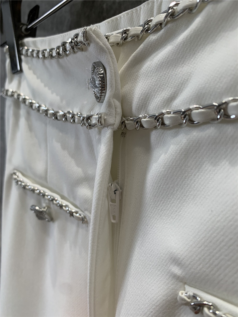 Ch**el metal chain casual straight pants replica clothes