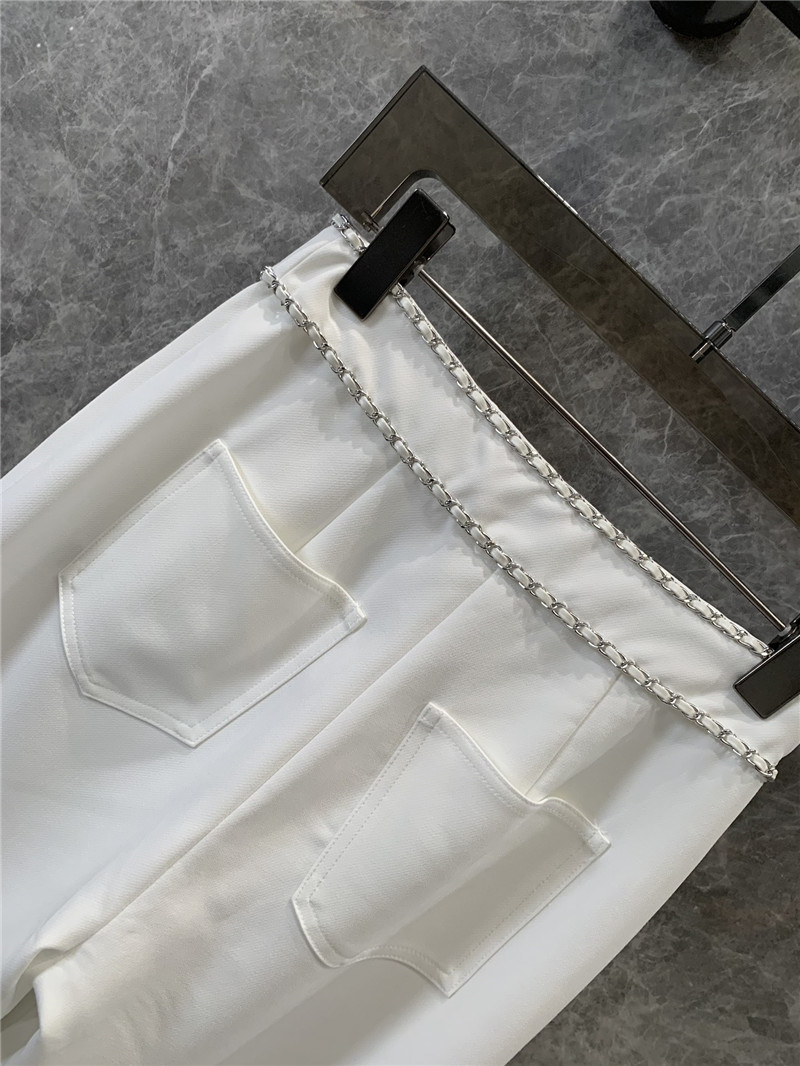 Ch**el metal chain casual straight pants replica clothes