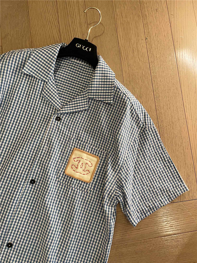 Ch**el blue and white plaid shirt replica d&g clothing