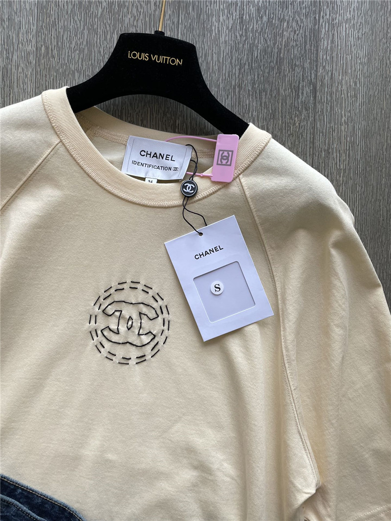 Ch**el cream short sleeve replica clothes