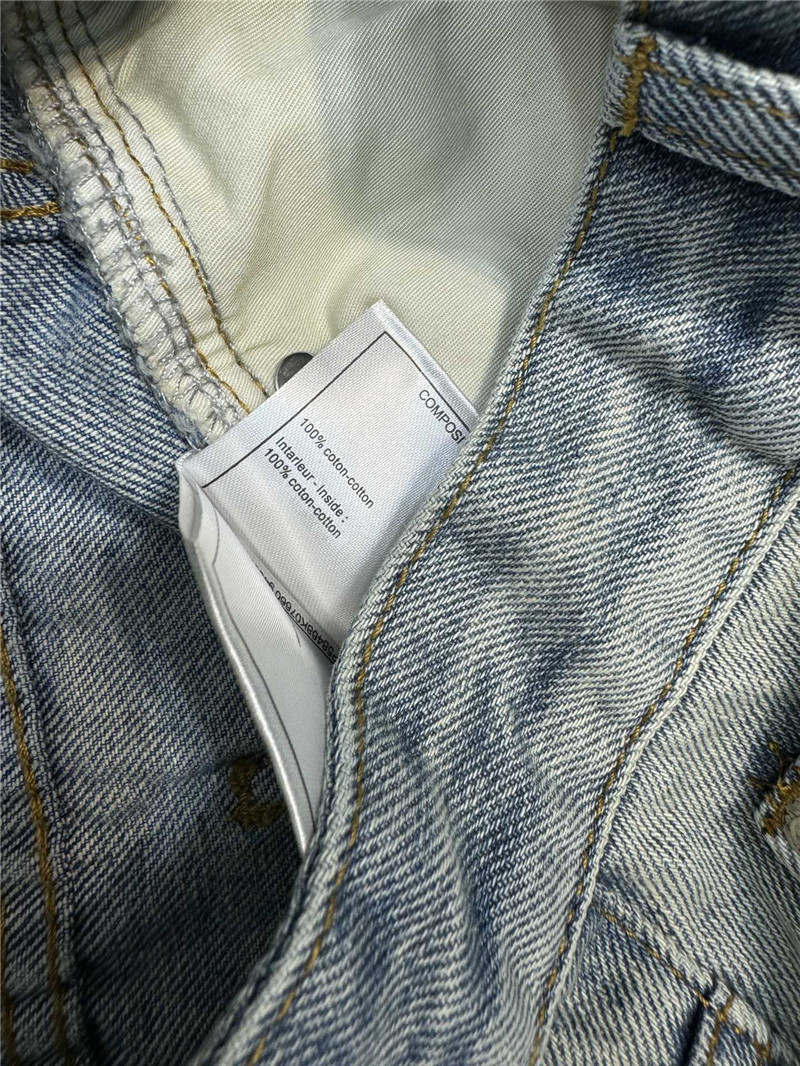 Ch**el ripped denim straight pants replica designer clothes