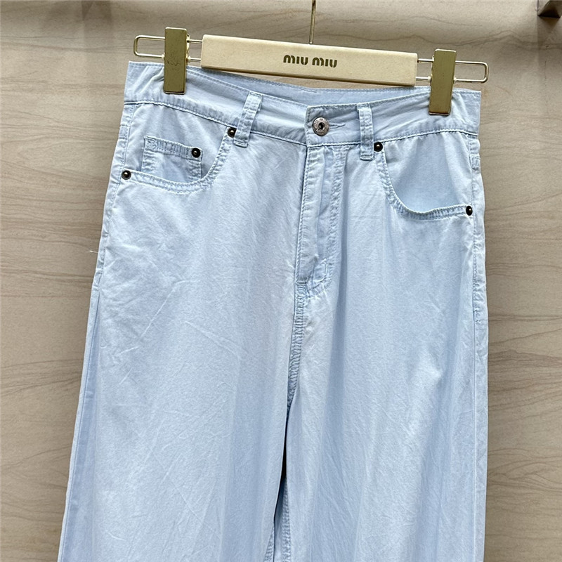 M1um1u retro blue and white denim trousers replicas clothes