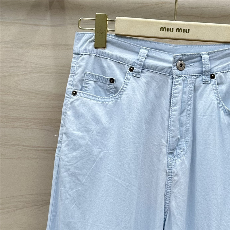 M1um1u retro blue and white denim trousers replicas clothes