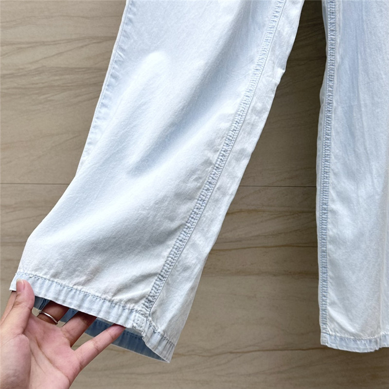 M1um1u retro blue and white denim trousers replicas clothes