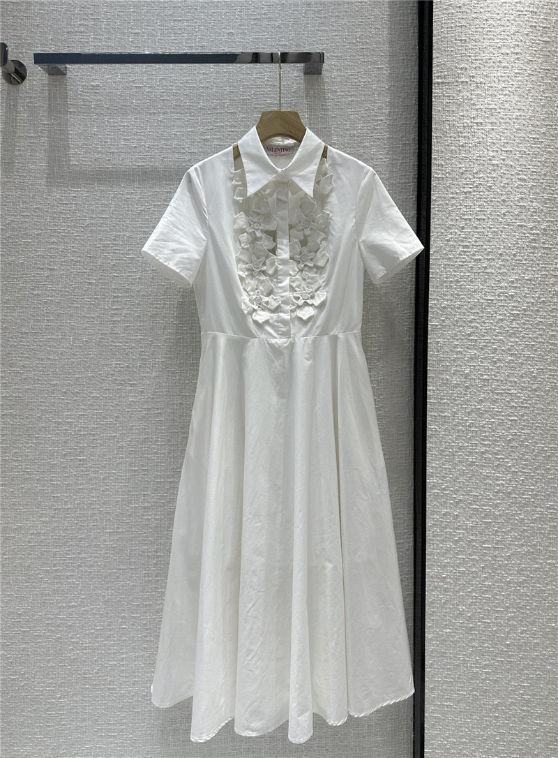 Va1e*ntin0 embroidered cotton poplin midi dress