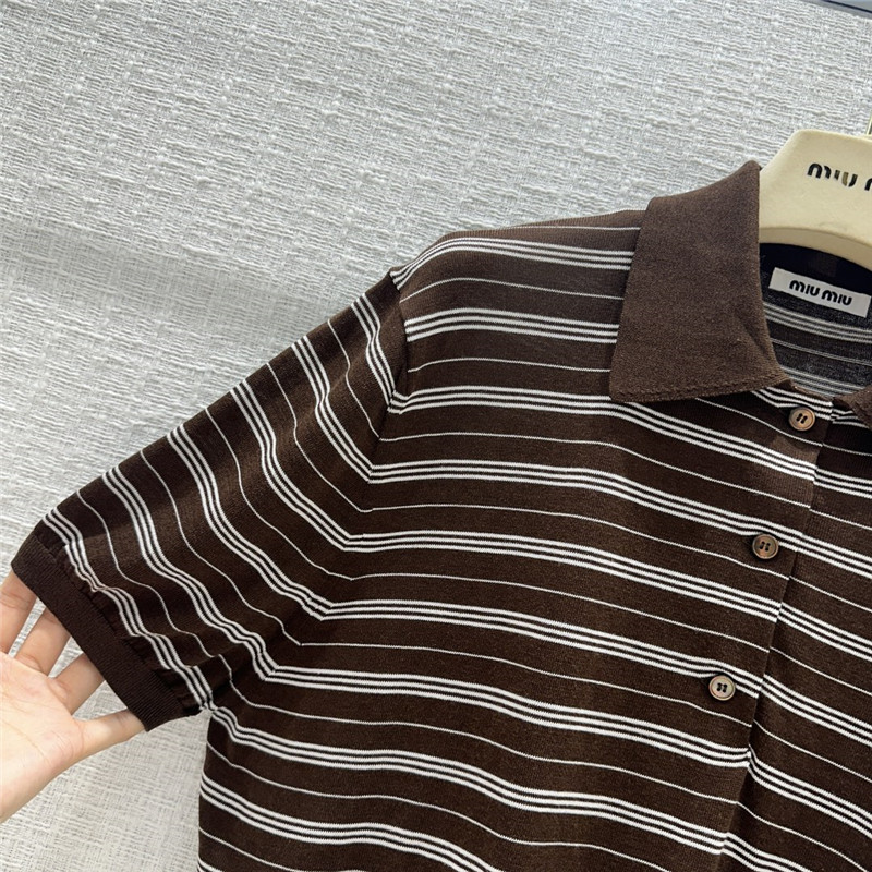 M1um1u striped polo top replica d&g clothing