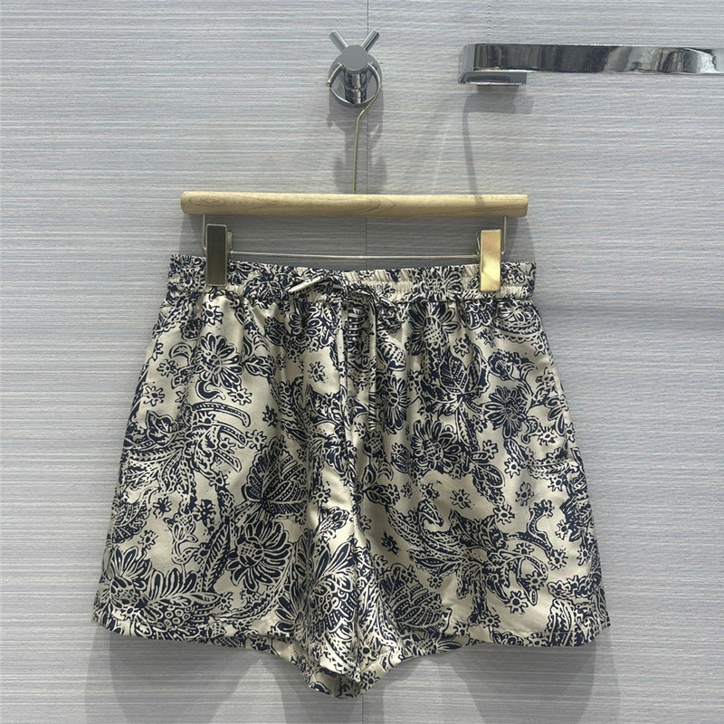 L0r0 P1ana oil painting flowers mulberry silk shorts replica clothes