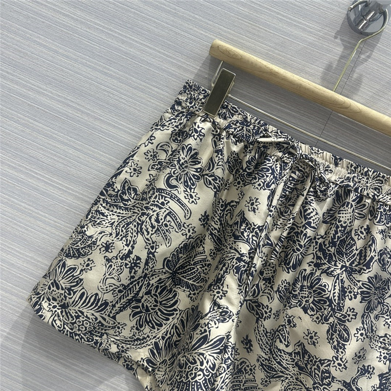 L0r0 P1ana oil painting flowers mulberry silk shorts replica clothes