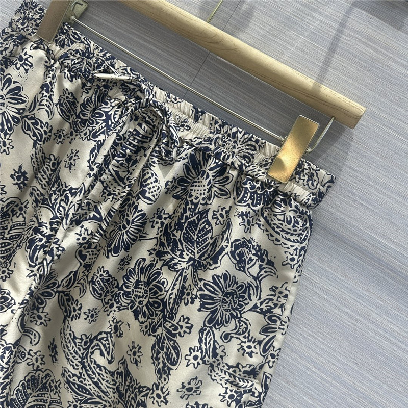 L0r0 P1ana oil painting flowers mulberry silk shorts replica clothes