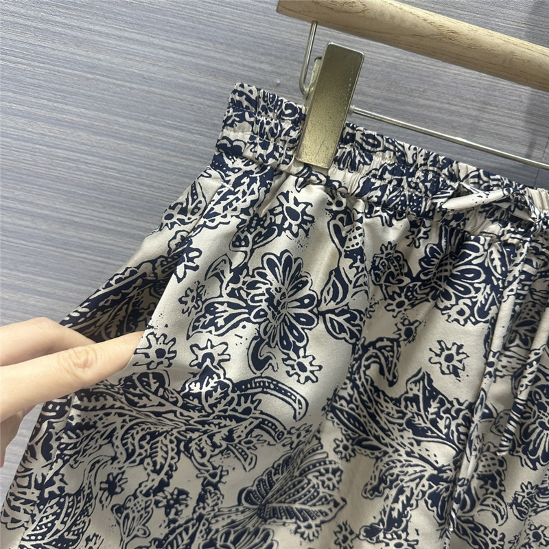 L0r0 P1ana oil painting flowers mulberry silk shorts replica clothes