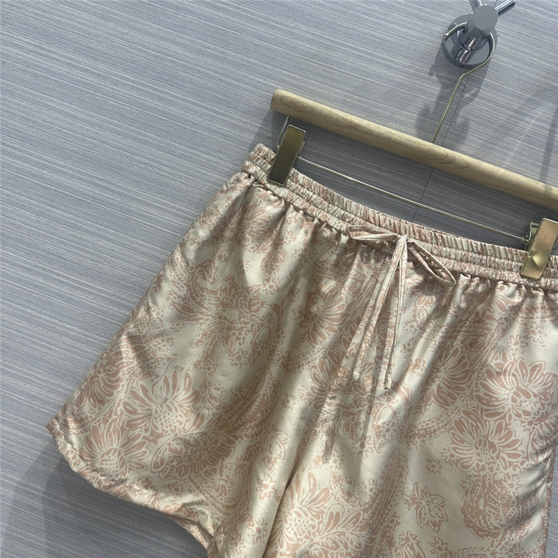 L0r0 P1ana oil painting flowers mulberry silk shorts replica clothes