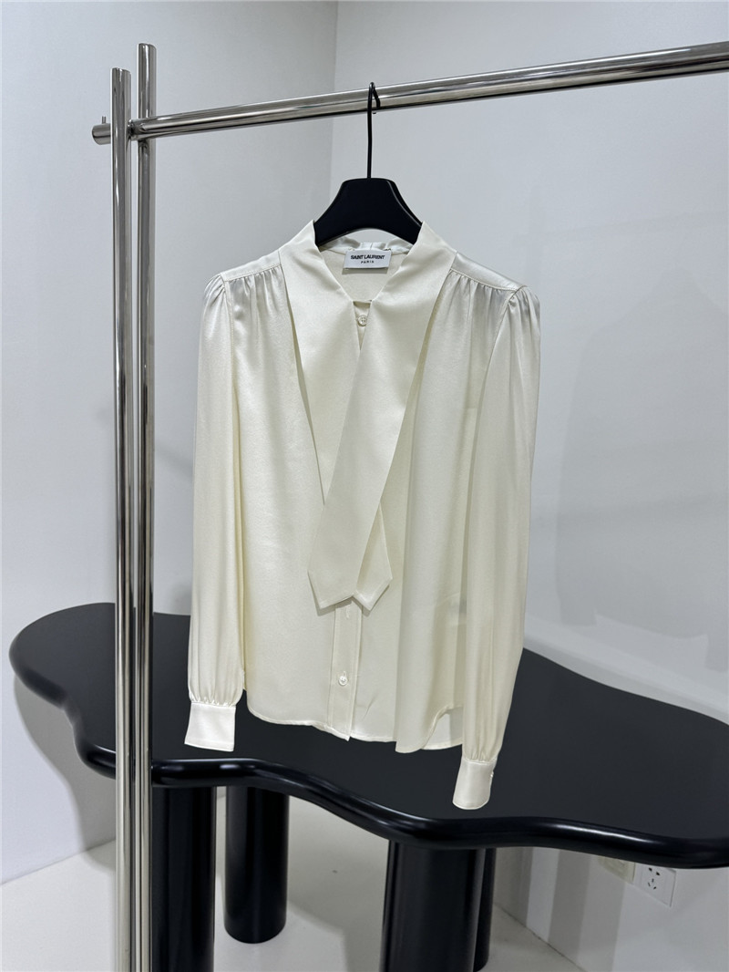 Y51 flower tie collar mulberry silk satin shirt replica clothes