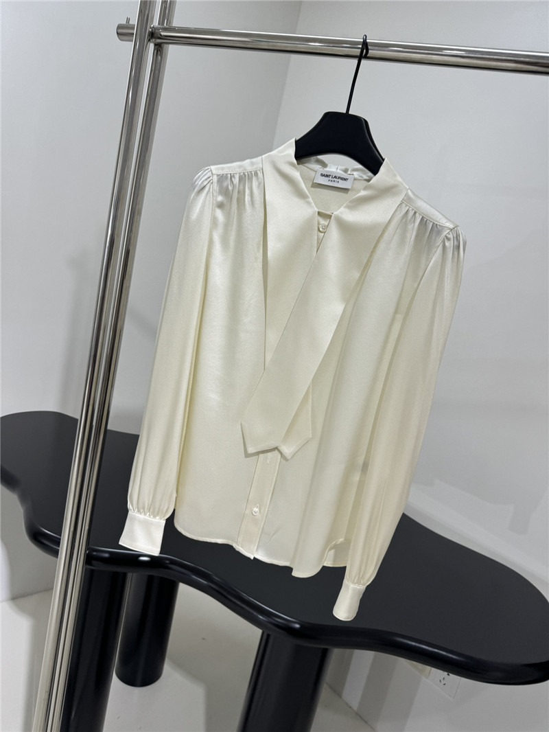 Y51 flower tie collar mulberry silk satin shirt replica clothes
