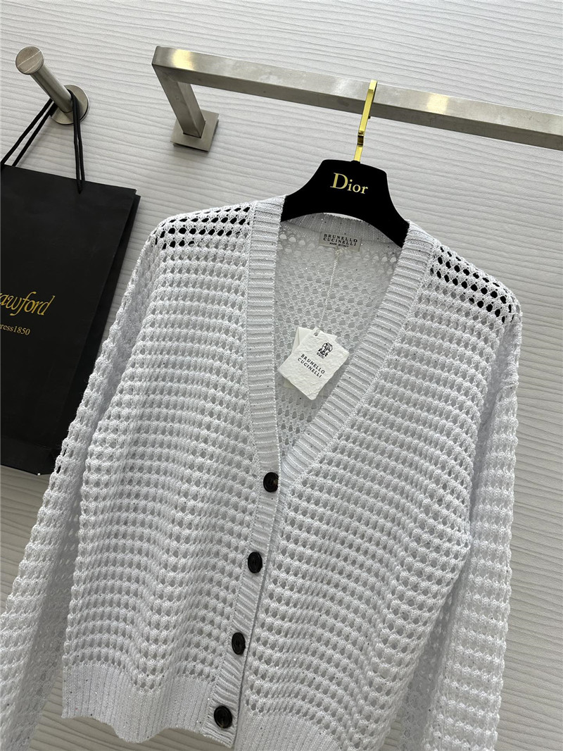 BC Hollow Linen Knitted Cardigan White