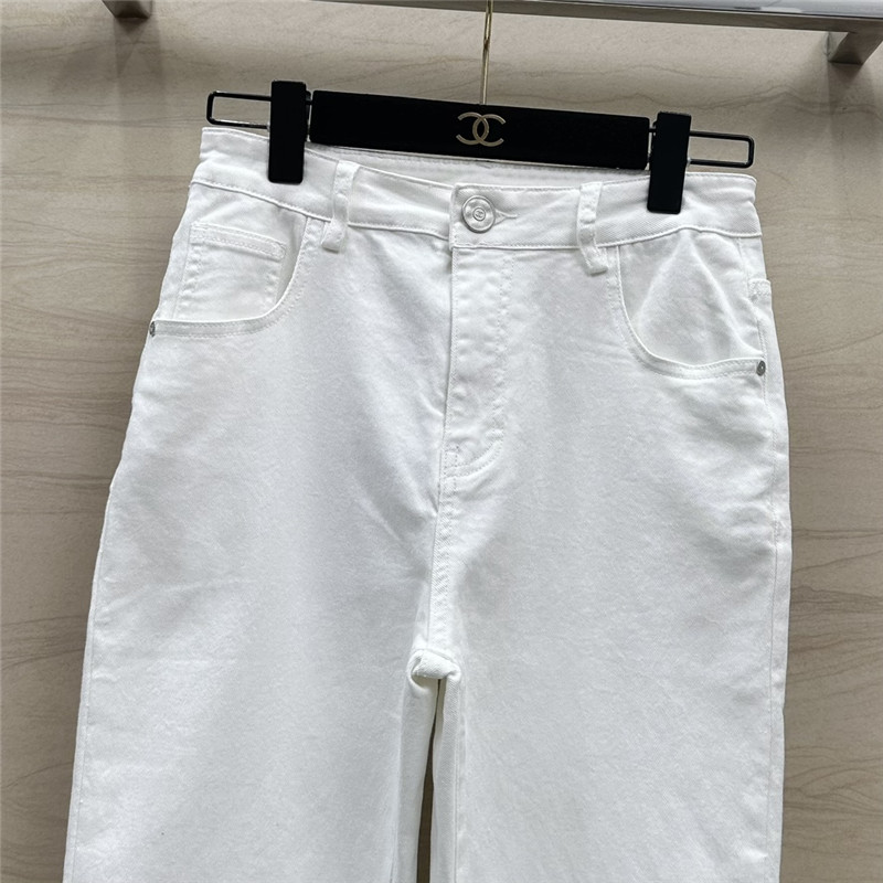 Ch**el hollow embroidered denim trousers replica clothing sites
