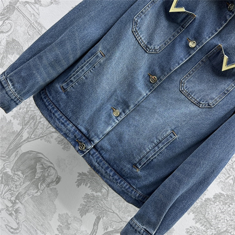 Va1e*ntin0 washed denim jacket replica d&g clothing