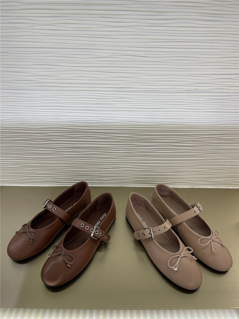 Miu Miu Brown Leather Ballet Flats