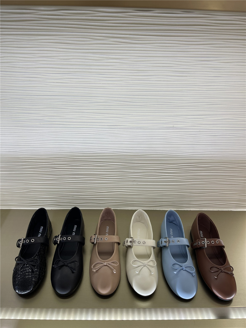 Miu Miu Brown Leather Ballet Flats