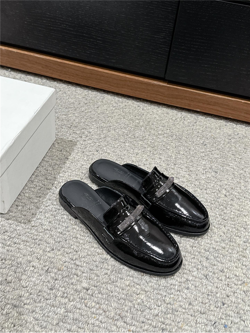BC Black Patent Leather Flat Slides