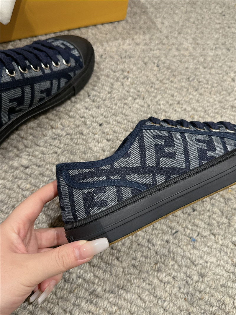 F**di ff lace-up canvas sneakers in blue