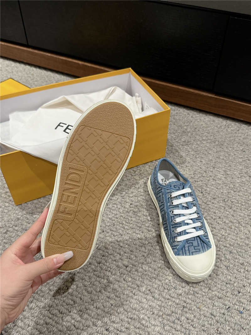 F**di ff light blue canvas sneakers