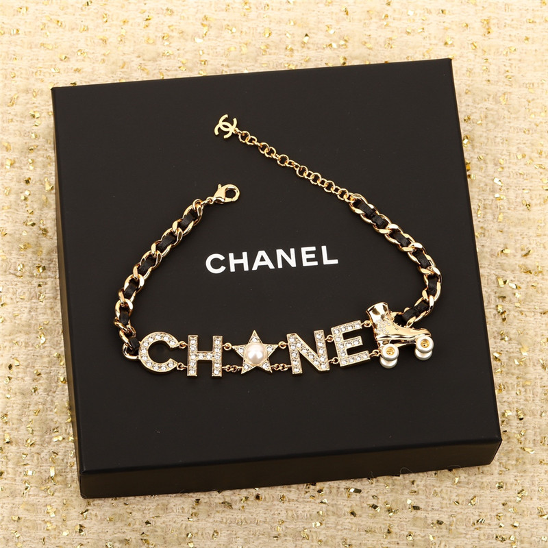 Ch**el lettered leather skates necklace