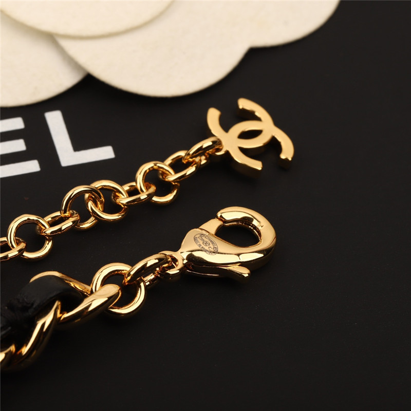 Ch**el lettered leather skates necklace