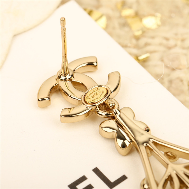 Ch**el small flower double c earrings